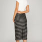 Ladies Woven Polka Dot Print Midi Skirt - Black
