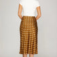 Ladies Woven Polka Dot Print Midi Skirt - Brown