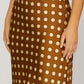Ladies Woven Polka Dot Print Midi Skirt - Brown