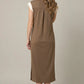 Ladies Drop Shoulder Midi Dress with Pockets-Mocha