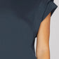 Ladies Double Band Sleeve Knit Top-Navy