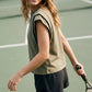 Ladies Double Band Sleeve Knit Top-Olive