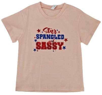 Girls Peach Star Spangled Sassy T-Shirt by ML Kids
