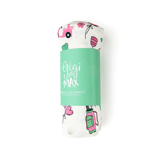 Lexi Pink Golf Swaddle Bamboo Baby Blanket
