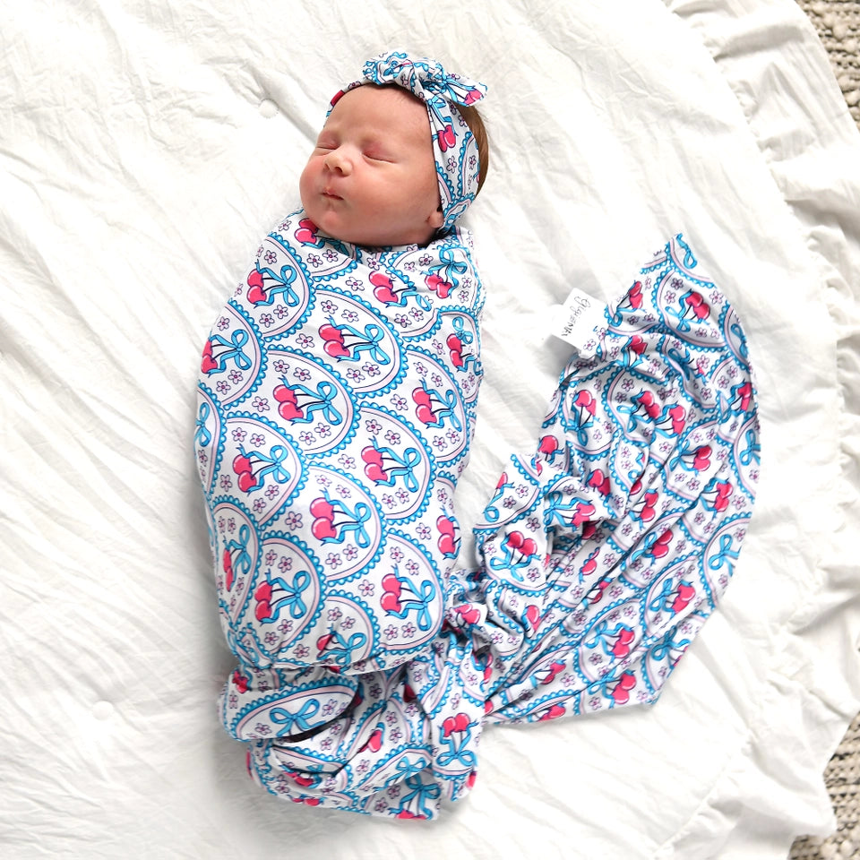 Cherry Swaddle Bamboo Baby Blanket