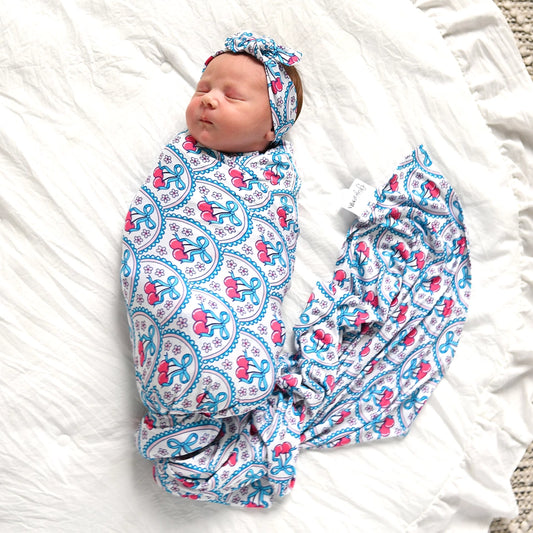 Cherry Swaddle Bamboo Baby Blanket