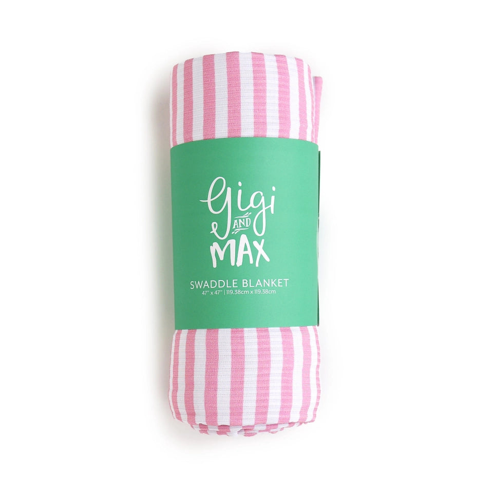 Lana Pink Ribbed Swaddle Bamboo Baby Blanket