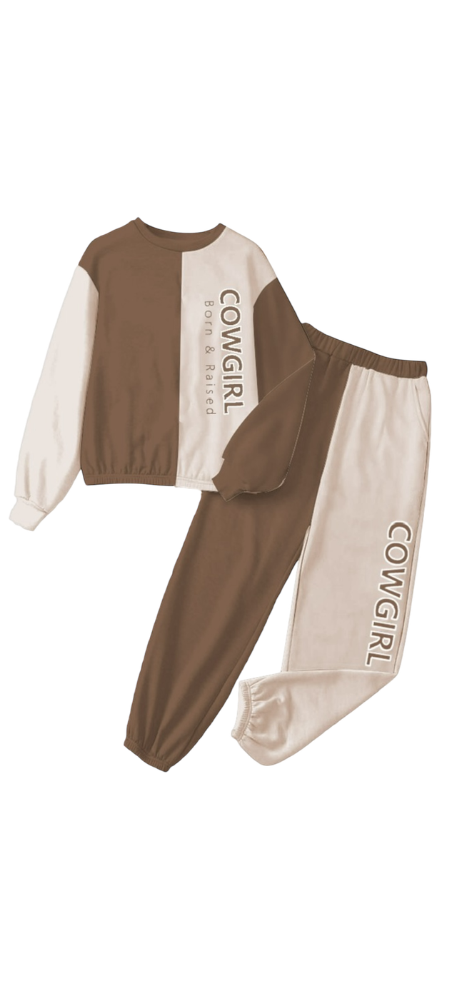 Girls Cowgirl Born & Raised Sweats Set by Shea Baby