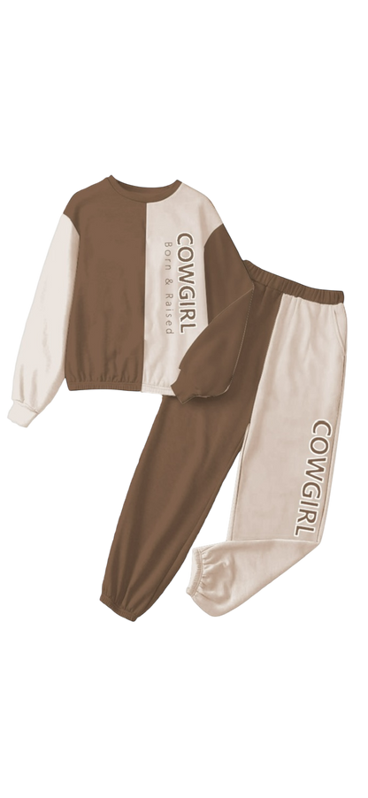 Girls Cowgirl Born & Raised Sweats Set by Shea Baby