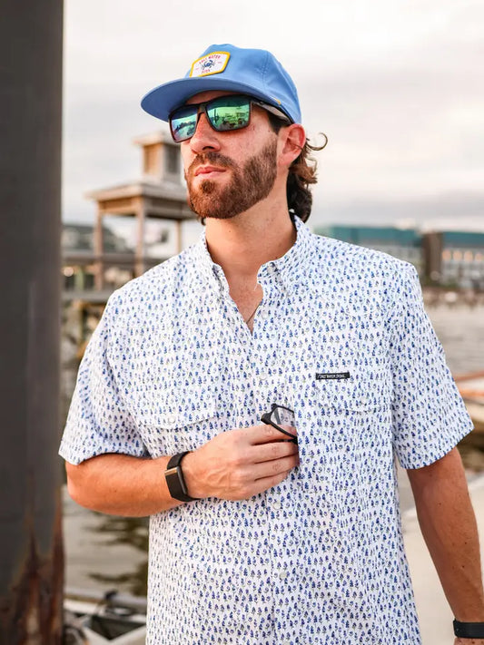 Men's Blue Bonnet Pearl Snap Fishing Shirt