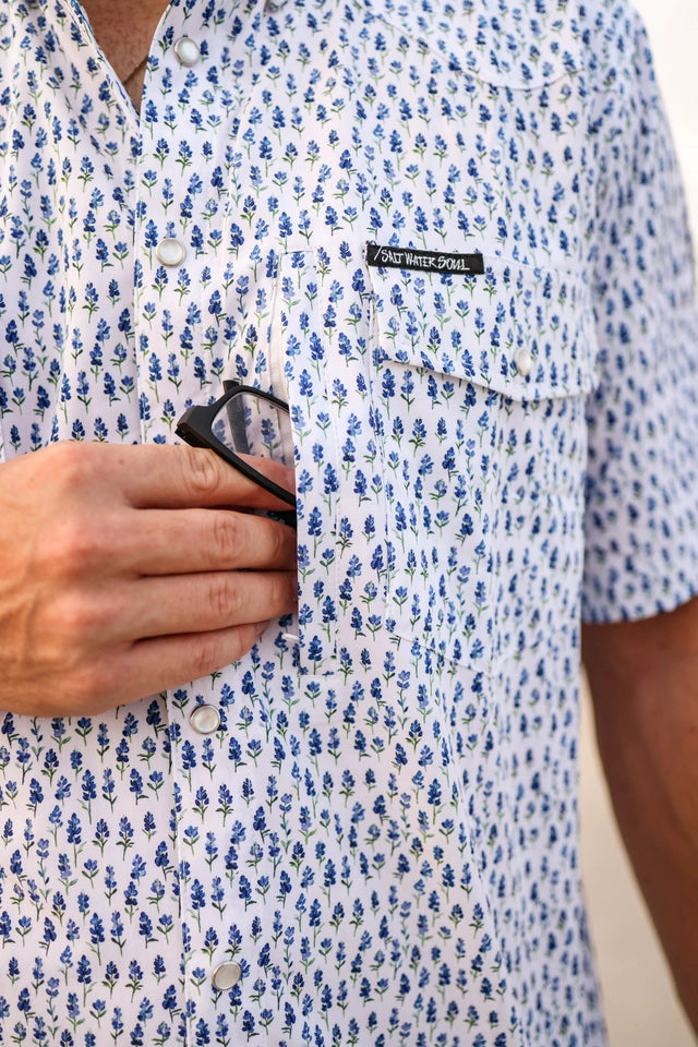 Men's Blue Bonnet Pearl Snap Fishing Shirt