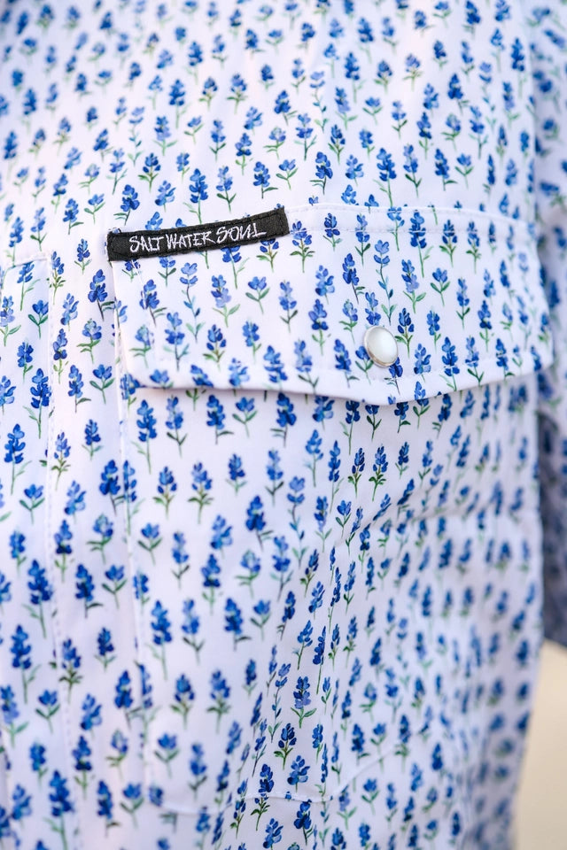 Men's Blue Bonnet Pearl Snap Fishing Shirt