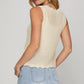 Ladies Sleeveless Scallop Front Tie Sweater Vest-Cream