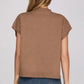 Ladies Drop Shoulder Mock Neck Sweater Vest-Mocha