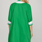 Ladies Half Sleeve Mini Dress with Pockets-Green