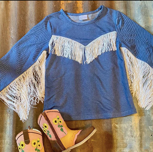 Girls Denim Long Sleeve Onesie or Shirt by Shea Baby