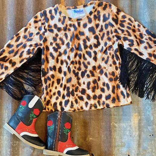 Girls Leopard Long Sleeve Top by Shea Baby