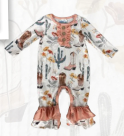 Girls Cactus Long Sleeve Romper by Shea Baby