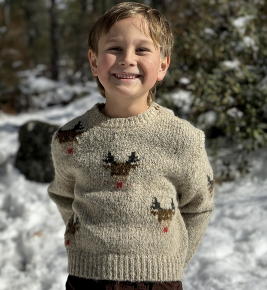 Boys Beige Reindeer Rudy Sweater by Me & Henry