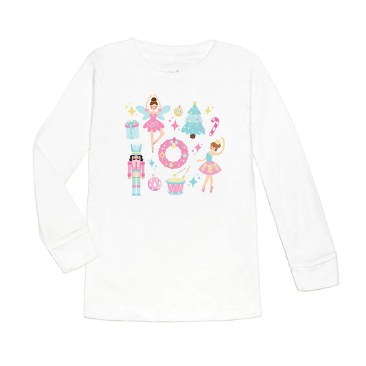 Girls Nutcracker Doodle Christmas L/S T-shirt by Sweet Wink