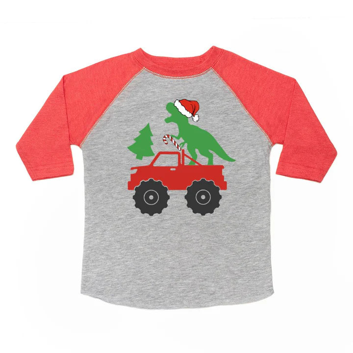 Boys Santa Dino Monster Truck Bodysuit or Tee by Sweet Wink