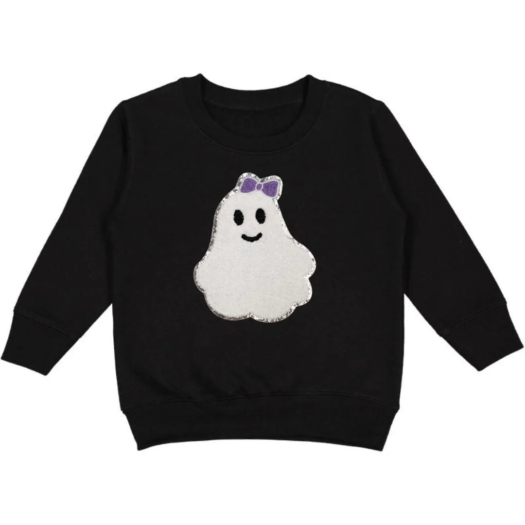 Girls Girly Ghost Patch Halloween Sweatshirt by Sweet Wink