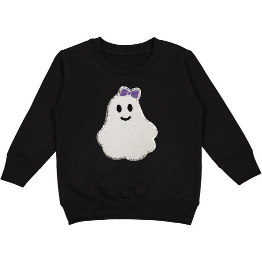 Girls Girly Ghost Patch Halloween Sweatshirt by Sweet Wink
