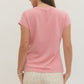 Ladies Short Sleeve Top with Side Tie by Entro-Light Pink