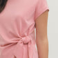 Ladies Short Sleeve Top with Side Tie by Entro-Light Pink