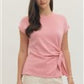 Ladies Short Sleeve Top with Side Tie by Entro-Light Pink
