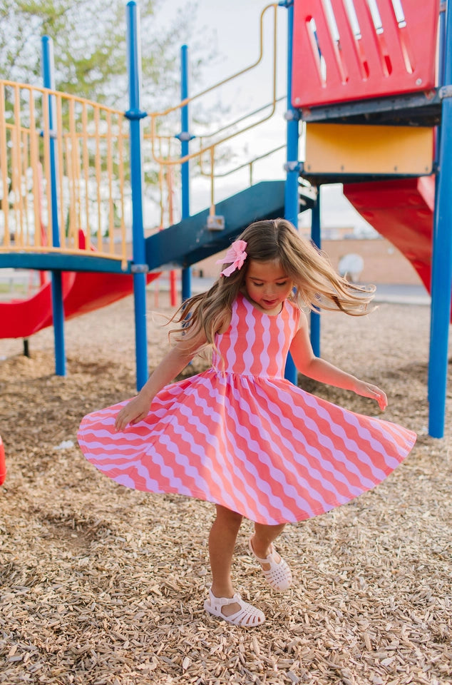 Girls Pocket Tank Twirl Dress in Crinkle