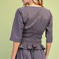 Ladies Boat Neck Sweatshirt with Smocked Waist and Dolman Sleeves-Charcoal