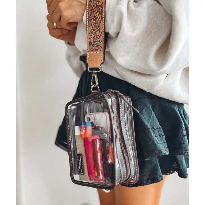 Ladies Darla Clear Wristlet Western Gameday Purse