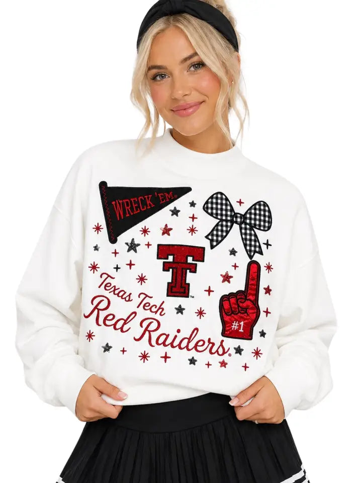 Ladies Texas Tech Bc Varsity Patch Mock Neck Sweatshirt