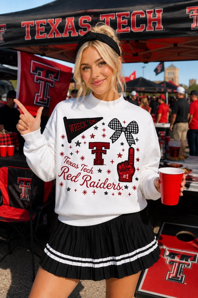 Ladies Texas Tech Bc Varsity Patch Mock Neck Sweatshirt