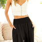 Ladies High Rise Waist Smocked Band Pants-Black