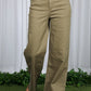Ladies Wide & Loose Straight Leg Cotton Span Long Pants-Olive