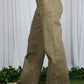 Ladies Wide & Loose Straight Leg Cotton Span Long Pants-Olive