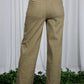 Ladies Wide & Loose Straight Leg Cotton Span Long Pants-Olive