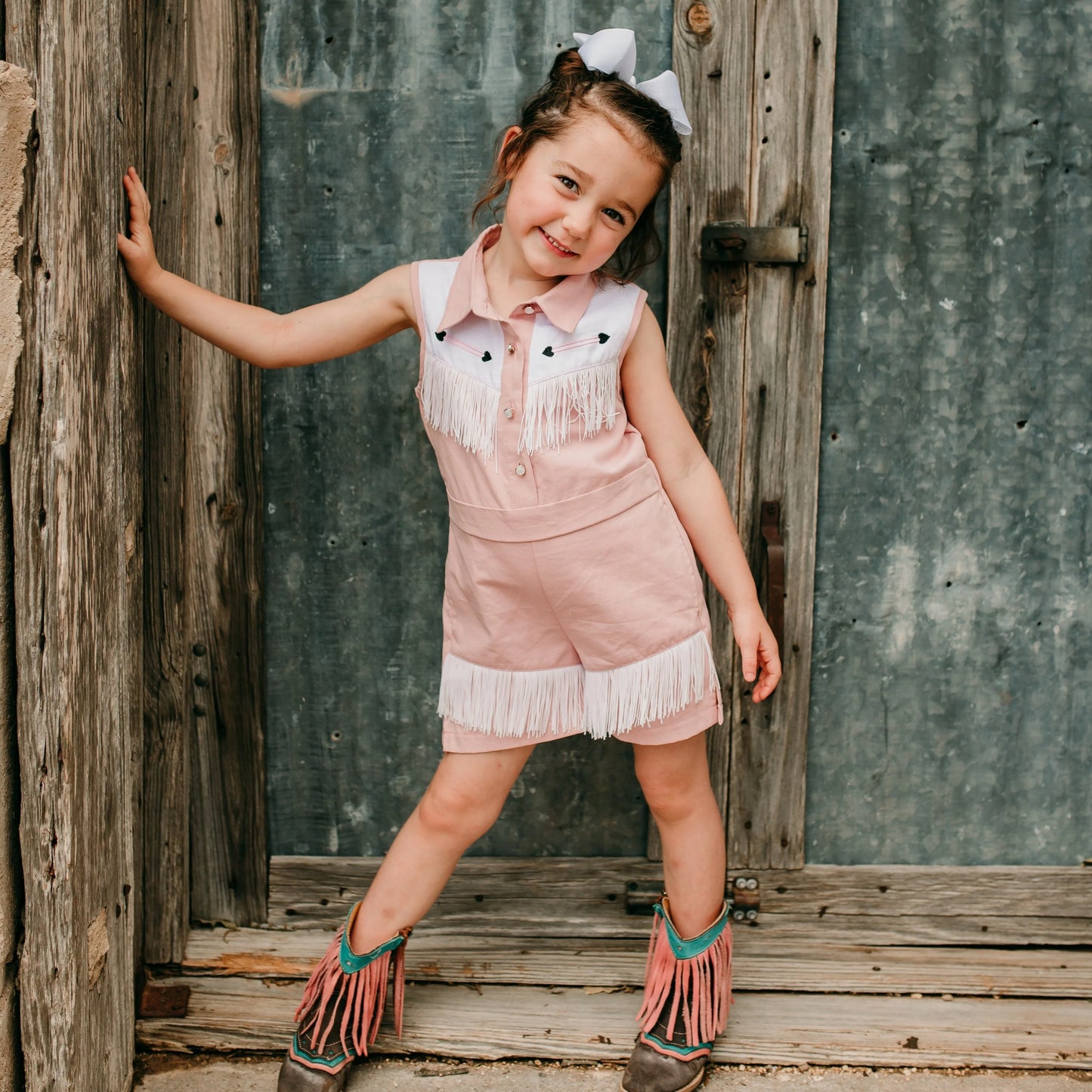 Girls Pink Vintage Romper by Shea Baby