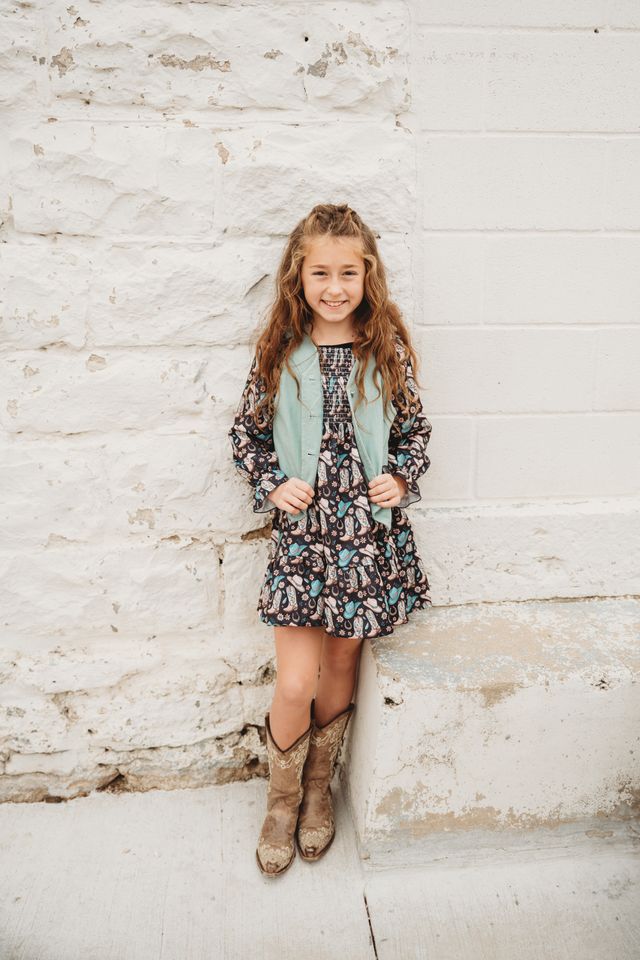 Girls Cowgirl Boot LS Dress & Vest by Shea Baby