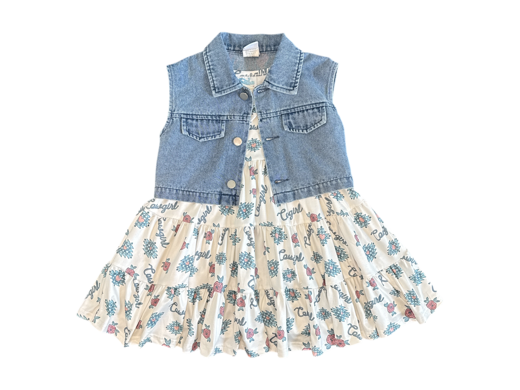 Girls 2 PC Retro Cowgirl Vest & Dress by Shea Baby