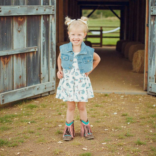Girls 2 PC Retro Cowgirl Vest & Dress by Shea Baby