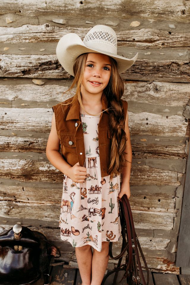Girls 2 PC Out West Cowgirl Vest & Dress by Shea Baby