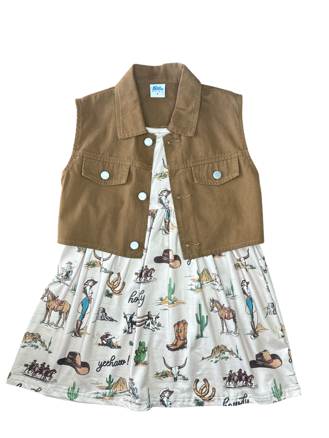 Girls 2 PC Out West Cowgirl Vest & Dress by Shea Baby