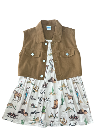Girls 2 PC Out West Cowgirl Vest & Dress by Shea Baby