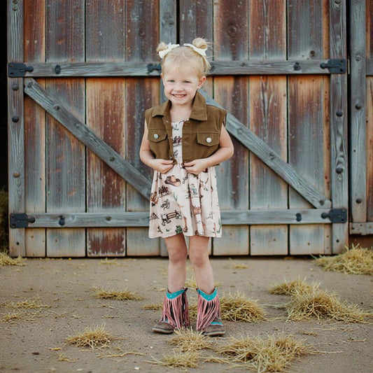 Girls 2 PC Out West Cowgirl Vest & Dress by Shea Baby