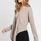 Ladies Wide Brushed Ribbed Cardigan-Taupe