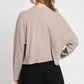 Ladies Wide Brushed Ribbed Cardigan-Taupe