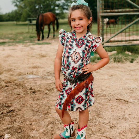 Girls Aztec Ruffle Snap Onesie or Shirt by Shea Baby